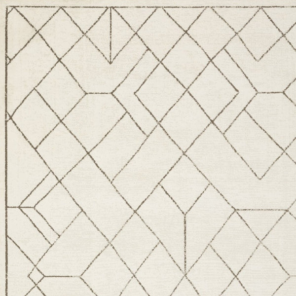 Homeroots 3' Stylish Ivory Geometric Area Rug – Stain Resistant, Soft Texture For A Cozy Home Atmosphere 5' X 8' Polypropylene,Polyester 575447