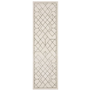 HomeRoots 3' Ivory and Taupe Geometric Area Rug - Soft, Durable, and Versatile for Modern or Traditional Spaces 8' Runner 575448