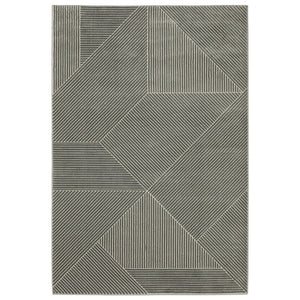 HomeRoots 3' Gray and Ivory Geometric Area Rug - Modern, Durable Design Perfect for High-Traffic Spaces 5' X 8' 575451