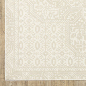 Homeroots 3' Ivory Medallion Area Rug - Stain Resistant, Stylish Design For Home Decor And Cozy Spaces 5' X 8' Polypropylene,Polyester 575453