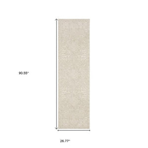 Homeroots 3' Ivory Medallion Area Rug - Stain Resistant, Stylish Design For Home Decor And Cozy Spaces 8' Runner Polypropylene,Polyester 575454