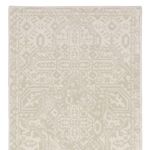 Homeroots 3' Ivory Medallion Area Rug - Stain Resistant, Stylish Design For Home Decor And Cozy Spaces 8' Runner Polypropylene,Polyester 575454