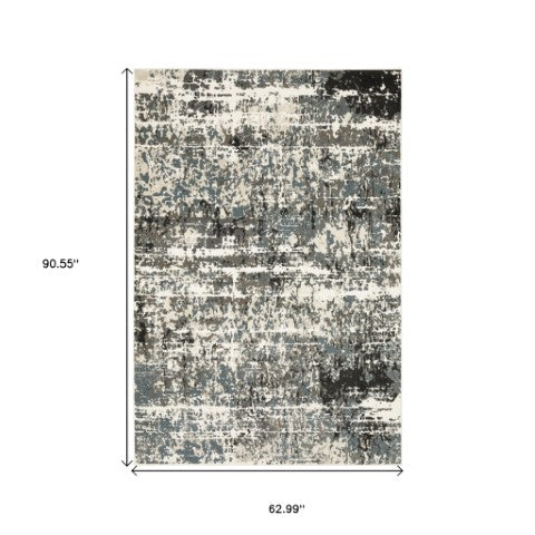 Homeroots 3' Ivory Abstract Area Rug - Stain Resistant, Stylish Design For Home Décor, Perfect For Kids & Pets 5' X 8' Polypropylene,Polyester 575455