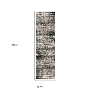 Homeroots 3' Ivory Abstract Area Rug - Stain Resistant, Stylish Design For Home Décor, Perfect For Kids & Pets 8' Runner Polypropylene,Polyester 575456