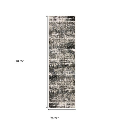 Homeroots 3' Ivory Abstract Area Rug - Stain Resistant, Stylish Design For Home Décor, Perfect For Kids & Pets 8' Runner Polypropylene,Polyester 575456