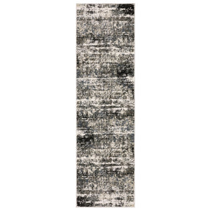 HomeRoots 3' Elevate Your Space with a Durable Ivory and Gray Abstract Area Rug for Modern Living Rooms 8' Runner 575456