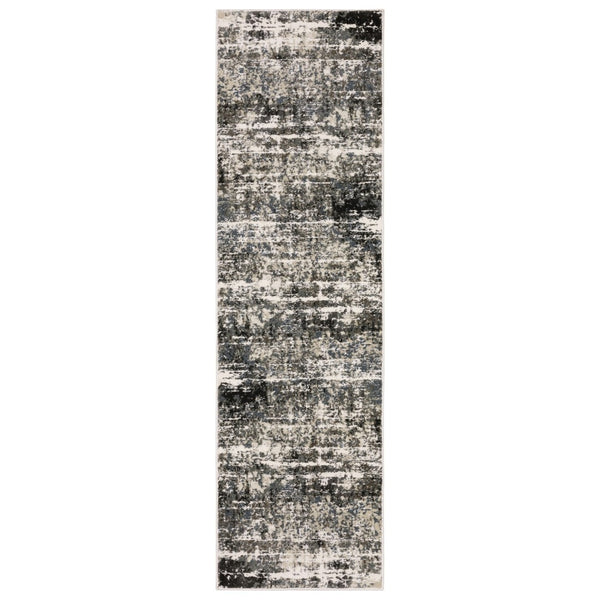 HomeRoots 3' Elevate Your Space with a Durable Ivory and Gray Abstract Area Rug for Modern Living Rooms 8' Runner 575456