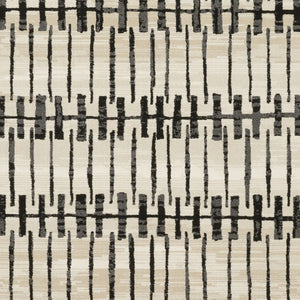 Homeroots 3' Inviting Beige And Black Geometric Area Rug – Stain Resistant, Perfect For Kids And Pets! 5' X 8' Polypropylene,Polyester 575457