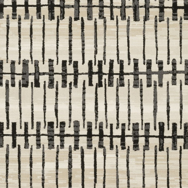 Homeroots 3' Inviting Beige And Black Geometric Area Rug – Stain Resistant, Perfect For Kids And Pets! 5' X 8' Polypropylene,Polyester 575457