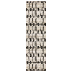 HomeRoots 3' Modern Beige and Black Geometric Area Rug – Durable, Stain-Resistant, Perfect for High-Traffic Spaces 8' Runner 575458