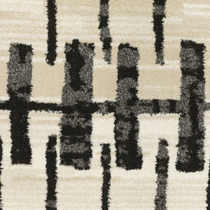 HomeRoots 3' Modern Beige and Black Geometric Area Rug – Durable, Stain-Resistant, Perfect for High-Traffic Spaces 8' Runner 575458