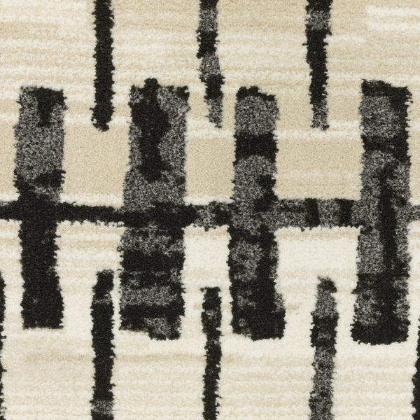 HomeRoots 3' Modern Beige and Black Geometric Area Rug – Durable, Stain-Resistant, Perfect for High-Traffic Spaces 8' Runner 575458