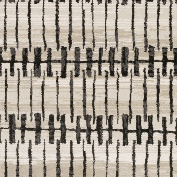 Homeroots 3' Inviting Beige And Black Geometric Area Rug – Stain Resistant, Perfect For Kids And Pets! 8' Runner Polypropylene,Polyester 575458