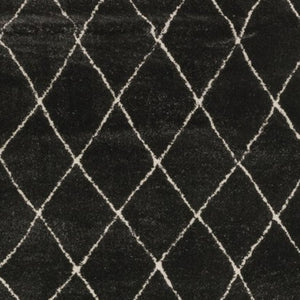 Homeroots 3' Charcoal And Ivory Trellis Area Rug - Stylish, Stain-resistant Design For Modern Home Decor 8' Runner Polypropylene,Polyester 575460