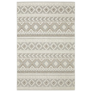Homeroots 3' Gray Tribal Area Rug – Stylish Power Loom Design, Stain Resistant, Perfect For Any Home Decor 5' X 8' Polypropylene 575462