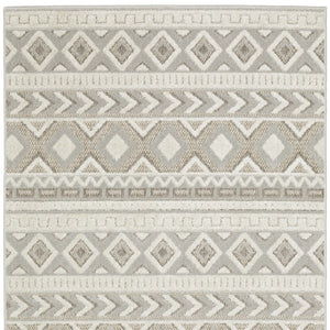 HomeRoots 3' Gray and Beige Tribal Area Rug - Durable, Stain-Resistant, Perfect for High-Traffic Family Spaces 5' X 8' 575462