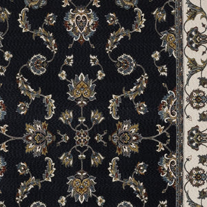 Homeroots 4' Elegant Navy Blue Oriental Area Rug With Fringe - Stain Resistant, Perfect For Kids & Pets 4' X 6' Polyester 575463