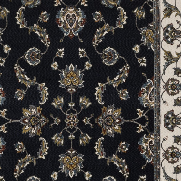 Homeroots 4' Elegant Navy Blue Oriental Area Rug With Fringe - Stain Resistant, Perfect For Kids & Pets 4' X 6' Polyester 575463