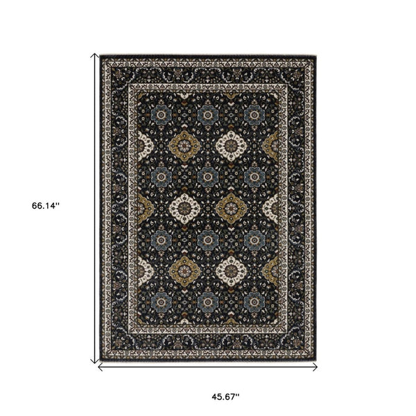 HomeRoots 5' Red Medallion Area Rug with Fringe - Elegant, Stain-Resistant Design for Stylish Living Spaces! 4' X 6' 575464