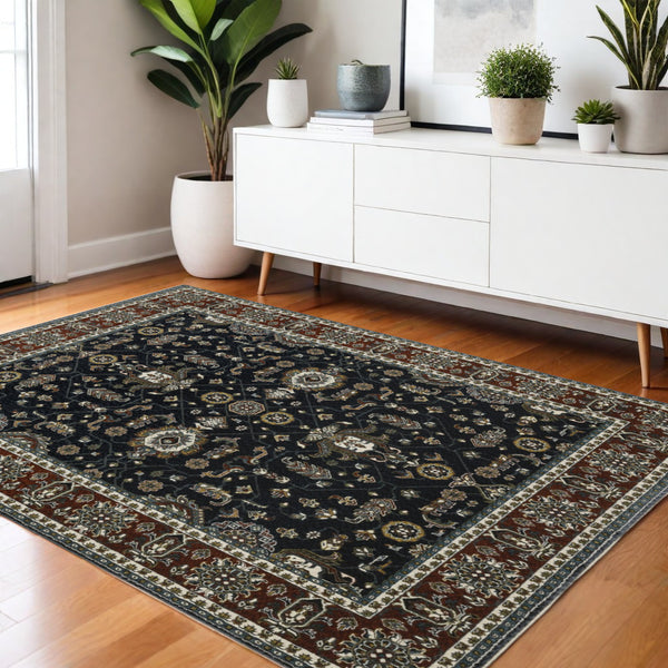 Homeroots 10' Red Oriental Area Rug With Fringe - Stain Resistant, Stylish Design For Living Spaces & Pets 4' X 6' Polyester 575465