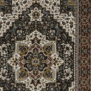 Homeroots 10' Red Medallion Power Loom Area Rug With Fringe - Stain Resistant, Stylish Design For Home Decor 4' X 6' Polyester 575466