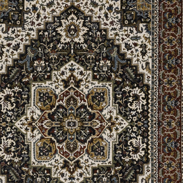 Homeroots 10' Red Medallion Power Loom Area Rug With Fringe - Stain Resistant, Stylish Design For Home Decor 4' X 6' Polyester 575466