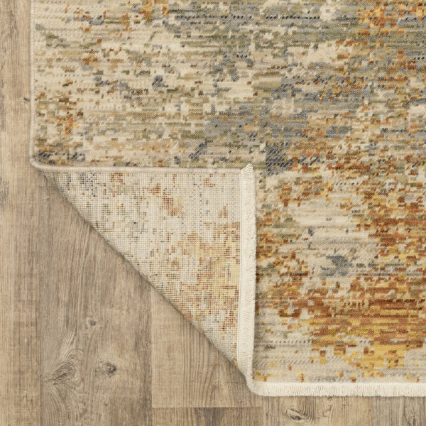 HomeRoots 3' Elevate Your Home Aesthetic with a Beige and Gold Abstract Area Rug Featuring Elegant Fringe 3' X 5' 575469