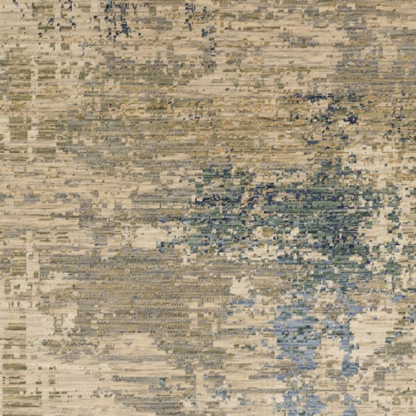 Homeroots 2' Stylish Beige And Blue Abstract Area Rug With Fringe For A Chic And Cozy Home Décor Touch 3' X 5' Wool Blend 575473
