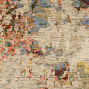 Homeroots 2' Stylish Beige And Red Abstract Area Rug With Fringe - Perfect Accent For Any Room Decor 3' X 5' Wool Blend 575475