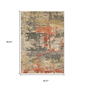 Homeroots 2' Beige And Pink Abstract Area Rug With Fringe – Stylish Design For Cozy Home Décor Upgrade 3' X 5' Wool Blend 575476