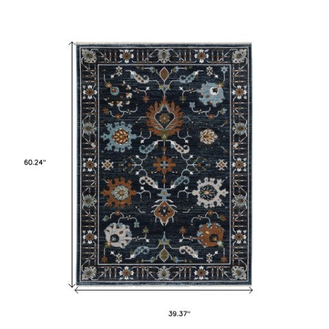 Homeroots 3' X 5' Blue Oriental Area Rug With Fringe - Stylish, Stain-resistant Design For Kids And Pets! 3' X 5' Polyester 575484