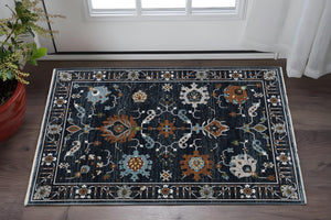 Homeroots 3' X 5' Blue Oriental Area Rug With Fringe - Stylish, Stain-resistant Design For Kids And Pets! 3' X 5' Polyester 575484