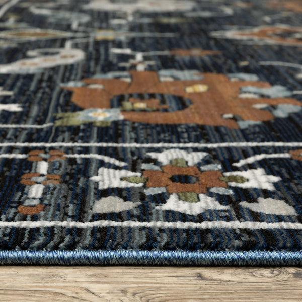 Homeroots 3' X 5' Blue Oriental Area Rug With Fringe - Stylish, Stain-resistant Design For Kids And Pets! 3' X 5' Polyester 575484