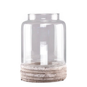 Distressed Grey Wash Hurricane Pottery (5754L) Zentique