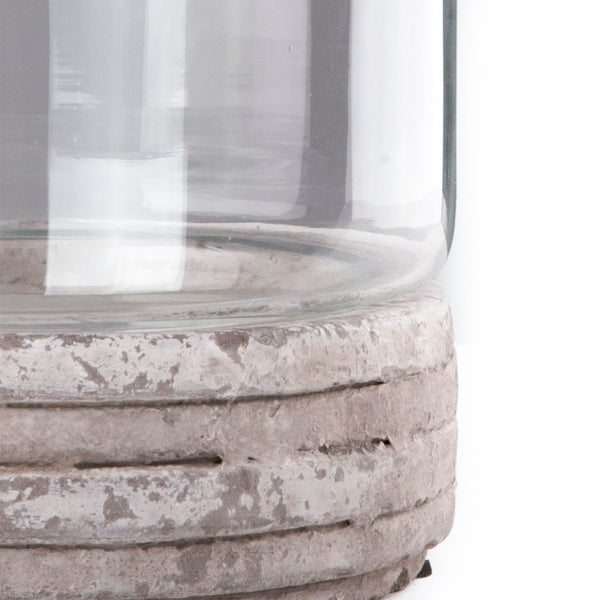 Zentique Distressed Grey Wash Hurricane Pottery Ceramic Vase 14" Tall Rustic Farmhouse Candle Holder Accent Premium Finish 5754L