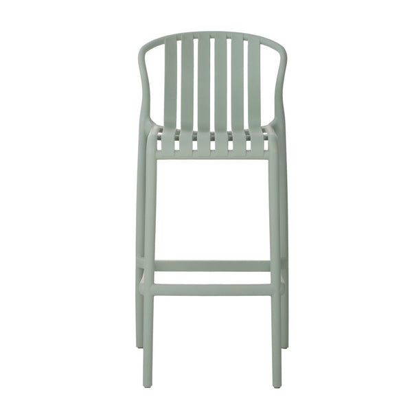 English Elm Outdoor Stackable Armless Barstools Set of 2 Uv Resistant Slat Back Patio Seating Green N780P199452G