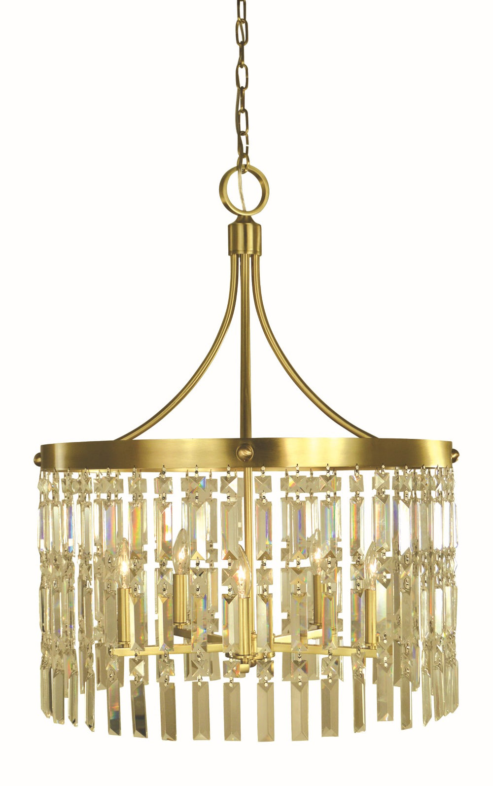 Framburg 5-light Brushed Brass Holly Dining Chandelier - Elegant Square & Rectangle Crystal Diffusion, Usa Made Brushed Brass Metal 5755 Br