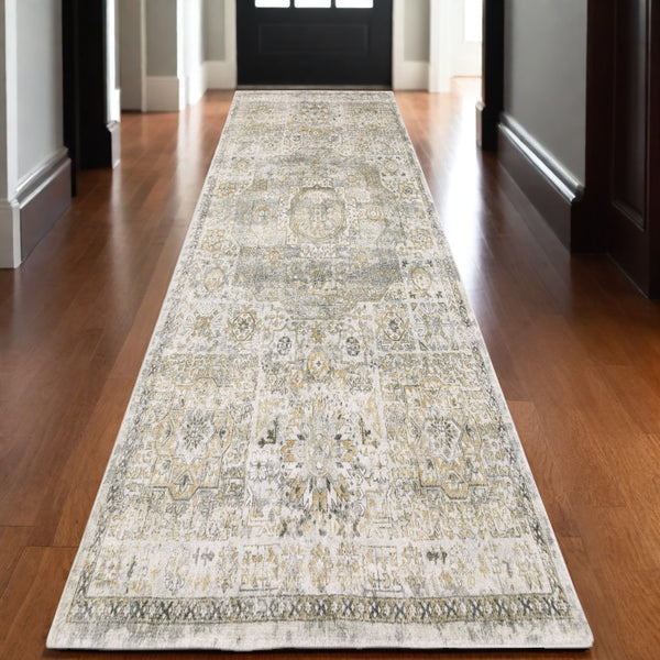 Homeroots 10' Gray Medallion Hand-tufted Runner Rug - Elegant Design To Enhance Your Home's Warmth And Style 10' Runner Wool Blend 575501