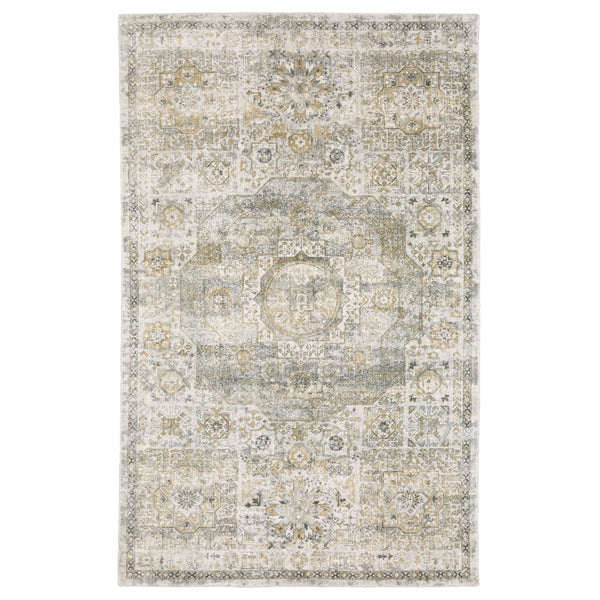 HomeRoots 10' Gray and Gold Medallion Hand-Tufted Runner Rug - Elegant Design for Hallways and Entrances 10' Runner 575501