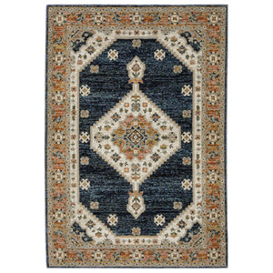 Homeroots 2' Blue Medallion Power Loom Area Rug - Stain Resistant, Soft Texture Perfect For Homes With Kids & Pets 2' X 3' Polypropylene 575503