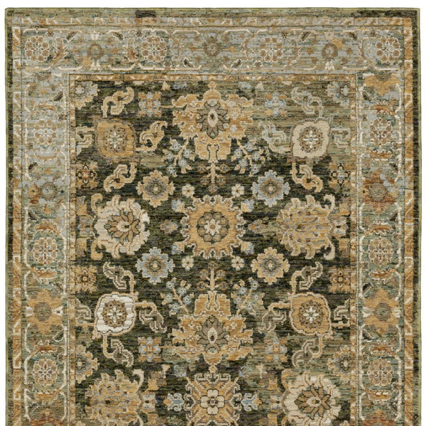 Homeroots 2' Enchanting Green Oriental Area Rug - Stain Resistant, Perfect For Homes With Kids And Pets! 2' X 3' Polypropylene 575506