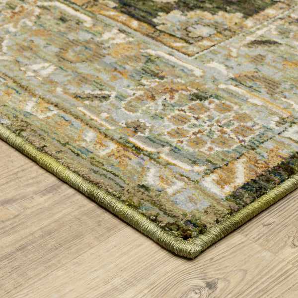 Homeroots 2' Enchanting Green Oriental Area Rug - Stain Resistant, Perfect For Homes With Kids And Pets! 2' X 3' Polypropylene 575506