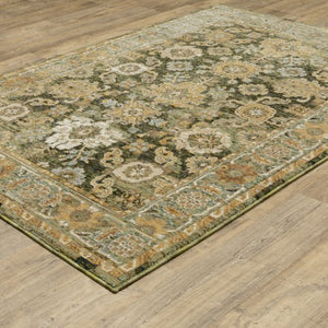 Homeroots 2' Enchanting Green Oriental Area Rug - Stain Resistant, Perfect For Homes With Kids And Pets! 2' X 3' Polypropylene 575506
