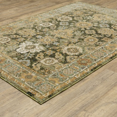 Homeroots 2' Enchanting Green Oriental Area Rug - Stain Resistant, Perfect For Homes With Kids And Pets! 2' X 3' Polypropylene 575506
