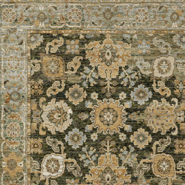 Homeroots 2' Enchanting Green Oriental Area Rug - Stain Resistant, Perfect For Homes With Kids And Pets! 2' X 3' Polypropylene 575506