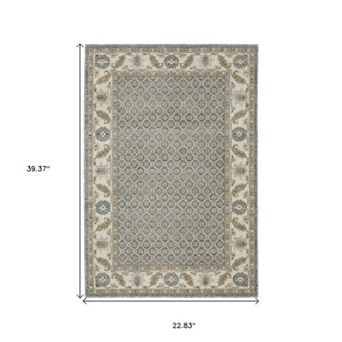 Homeroots 2' Blue Oriental Area Rug – Elegant Power Loom Design, Stain Resistant, Perfect For Pet-friendly Spaces 2' X 3' Polypropylene 575508