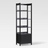 Holmes Modern Narrow Bookcase with Reeded Drawer Black WEHOL41OS2BL0 Walker Edison