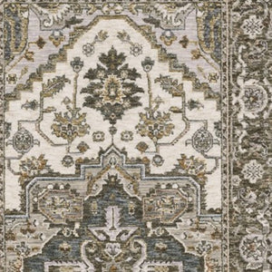 Homeroots 5' Ivory Medallion Fringe Area Rug – Stain-resistant, Stylish Design For Home Décor Enhancement 8' Runner Polyester 575518