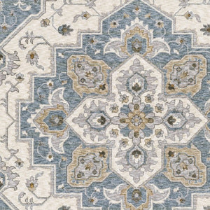 Homeroots 5' Blue Medallion Distressed Area Rug With Fringe - Stylish, Stain-resistant, Perfect For Homes! 8' Runner Polyester 575519