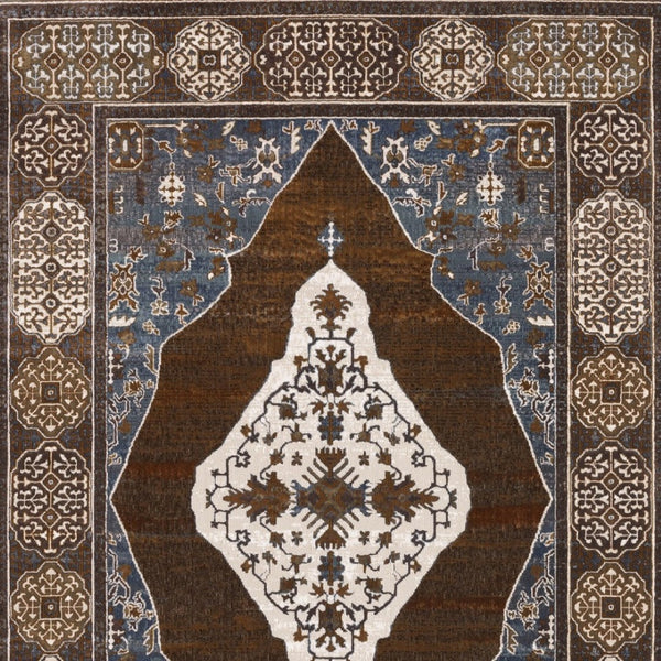 Homeroots 4' Gray Medallion Area Rug – Stain-resistant, Soft Texture, Perfect For Kids & Pets, Stylish Decor 5' X 8' Polyester 575521